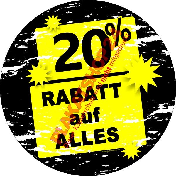 Werbefolie 20% Reduzierung auf Alles