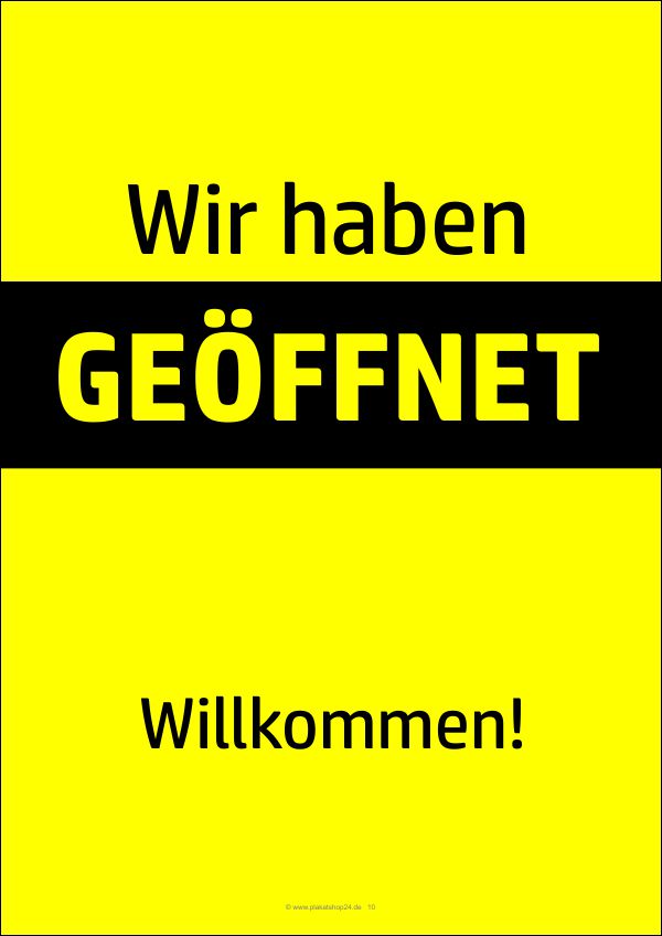 Wir haben geöffnet Plakat in auffälligen Farben