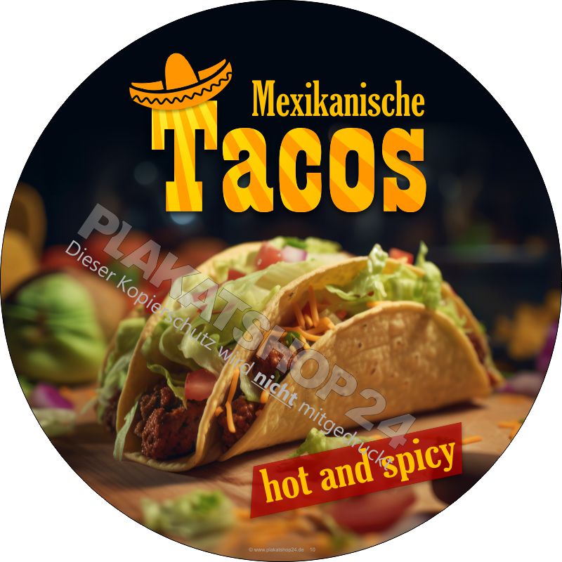 Aufkleber mit Werbung für Tacos