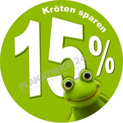 Runder Aufkleber Kröten sparen 15%