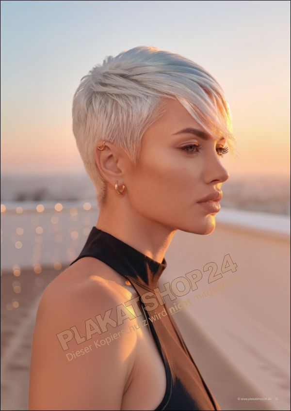 Friseur Plakat Damenfrisur Sommer-Look | Wetterfeste PVC-Plane & Klebefolie