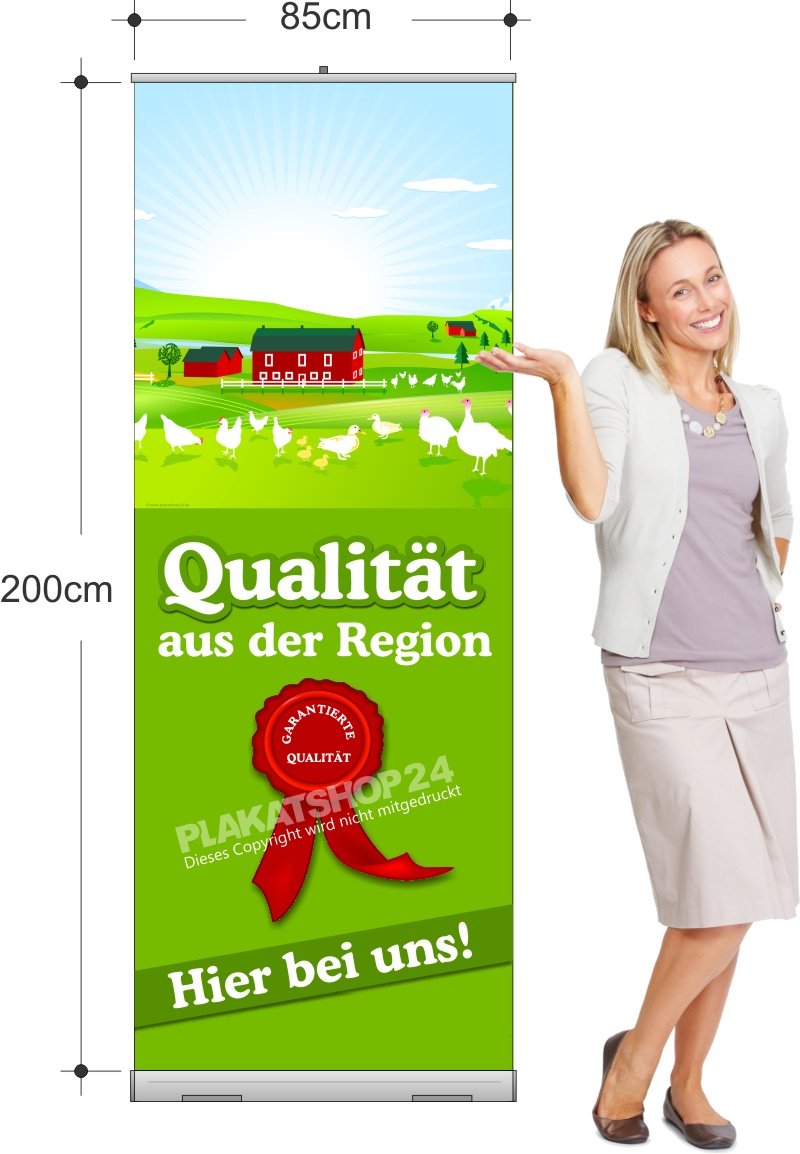 36d9328f73301fa0f4e97336a34f6789 Rollup-Banner Quaöität aus der Region als Reklame für regionale Vermarktung