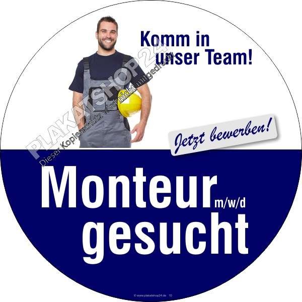 aufkleber-monteur-gesucht Aufkleber Stellenangebot Monteur gesucht