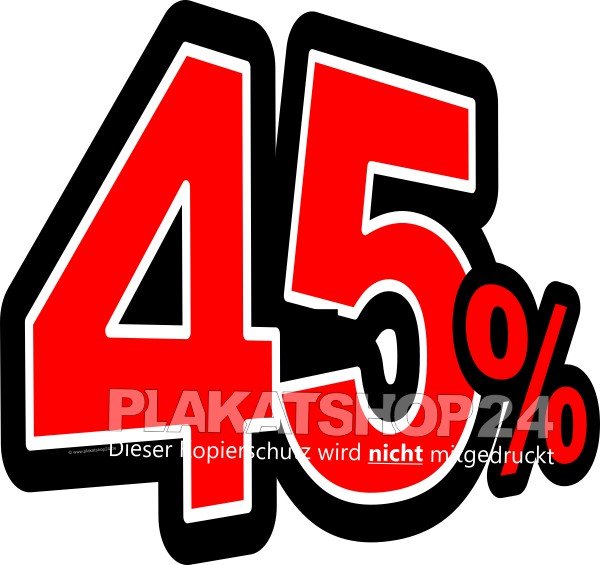 45 Prozent Aufkleber Klebefolie Sticker Schaufensterfolie