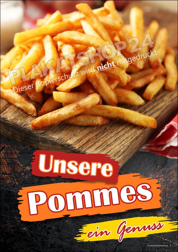 imbissplakat-mit-foto-pommes-frites Gastro-Werbeschild (Poster) mit Pommes-Werbung