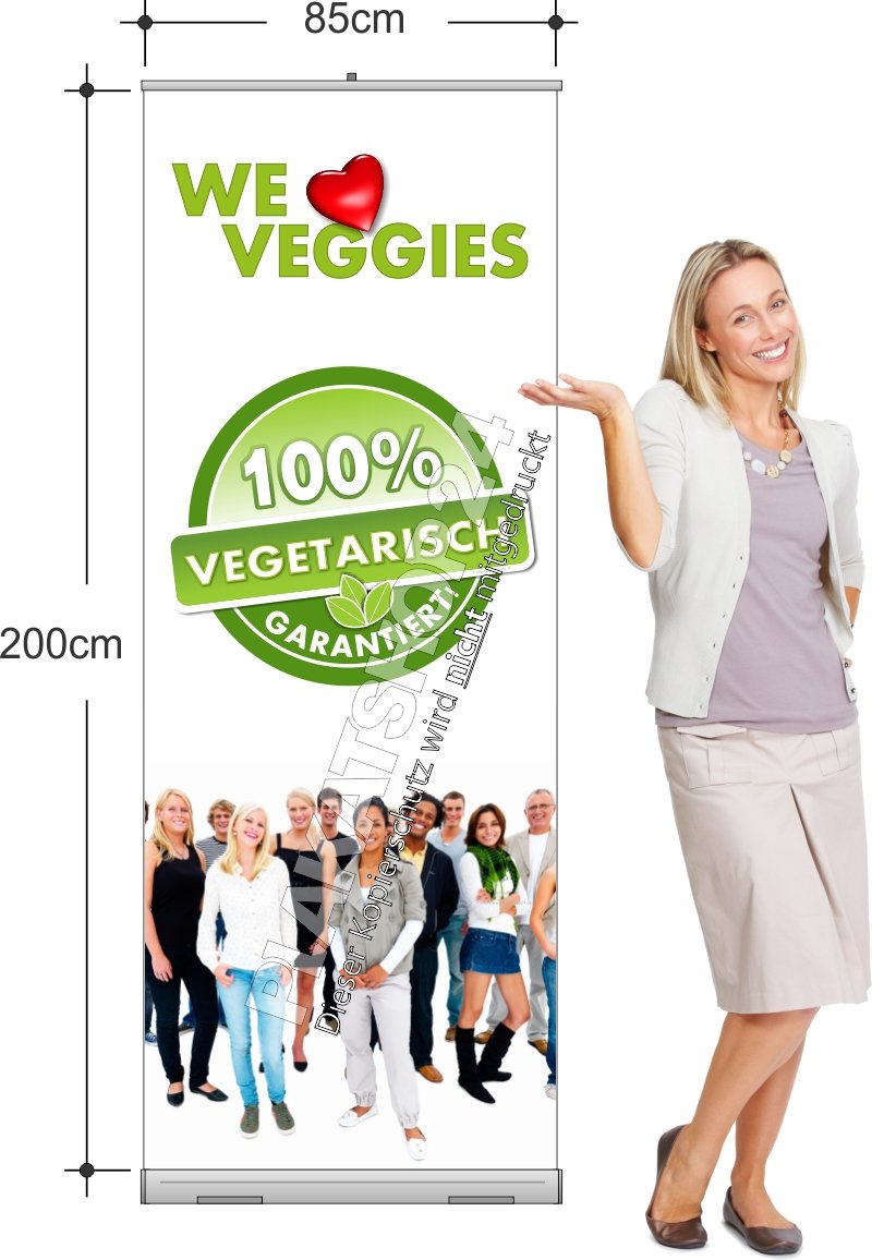 ROBA7526 Rollup-Banner mit Werbung für vegetarische Küche