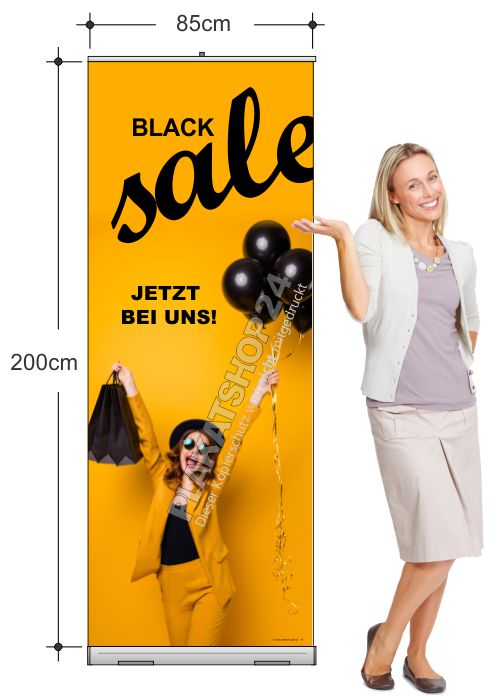 black-sale-rollupbanner Rollupbanner-Display für Blacksale-Aktion im POS