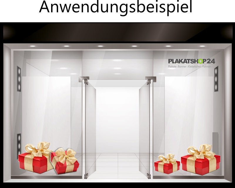 Anwendungsbeispiel_Klebefolie_Weihnachtsgeschenk Aufkleber Weihnachts-Geschenk in rot-gold
