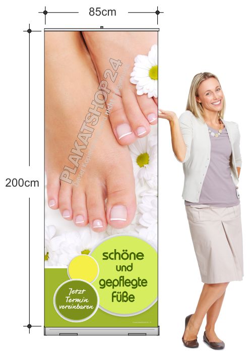 Mobiles Rollupdisplay für Fußpflege-Werbung