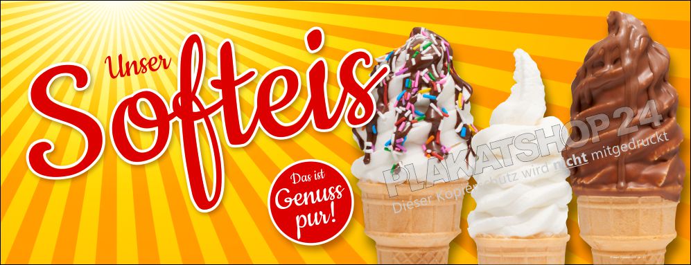 Werbeplane für den Verkauf von Softeis