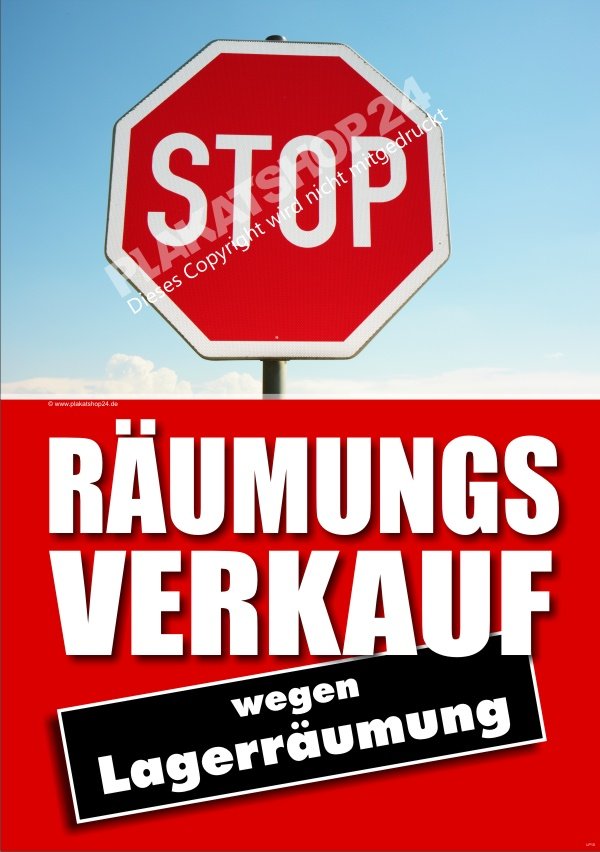 Günstiges Plakat Räumungsverkauf wegen Lagerräumung