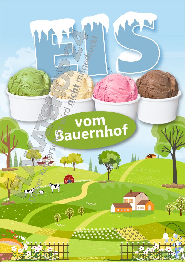 Werbeplakat Eis vom Bauernhof