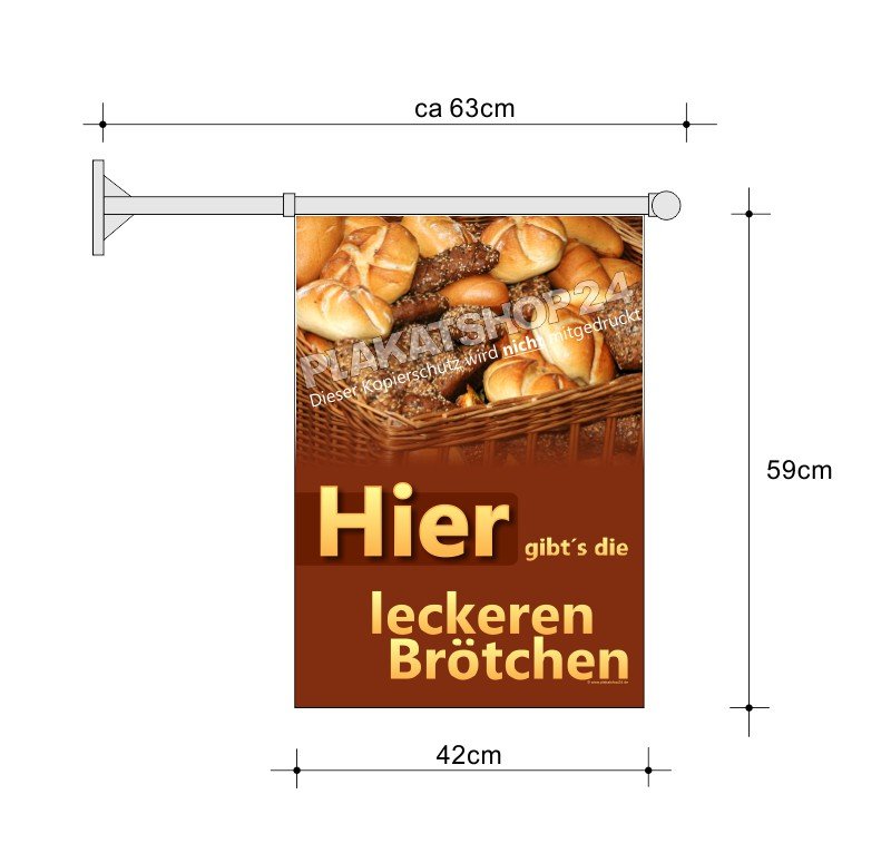 Brötchen-Fahne A2 für Verkauf von frischen Brötchen