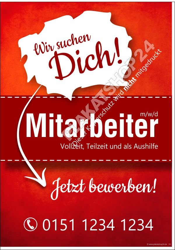 Poster Jobangebot Vollzeit Teilzeit Aushilfe