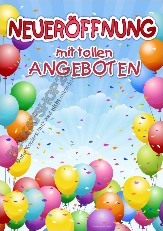 Poster mit bunten Luftballons für Geschäftseröffnung