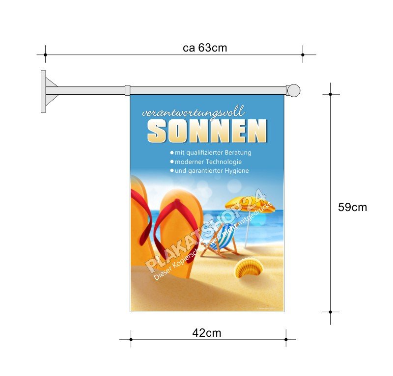 Beidseitig bedruckte Fahne für Sonnenstudio