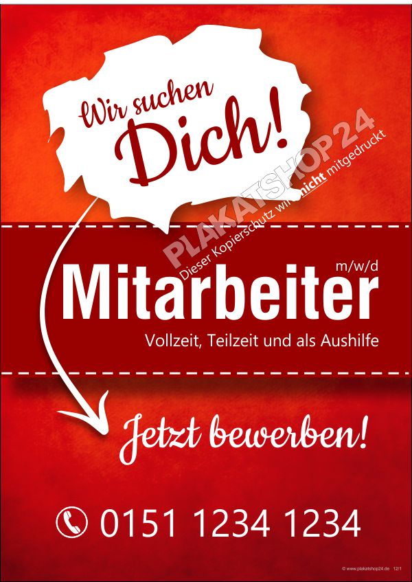 Poster Jobangebot Vollzeit Teilzeit Aushilfe