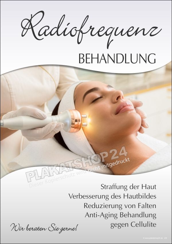Werbeplakat Radiofrequenz-Behandlung – Premium Kosmetik-Poster wetterfest für Schaufenster & Gehwegaufsteller Werbeplakat Radiofrequenz-Behandlung – Premium Kosmetik-Poster wetterfest für Schaufenster & Gehwegaufsteller
