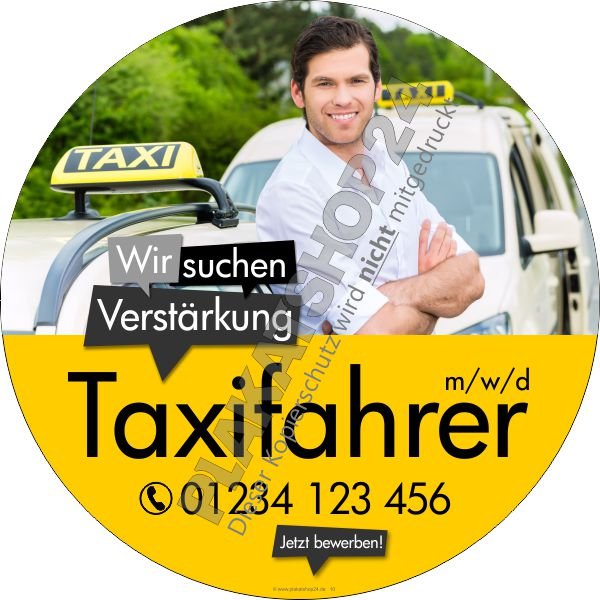aufkleber-taxifahrer-gesucht Klebefolie Taxifahrer Personenbeförderung gesucht