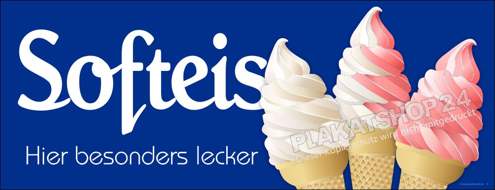 Softeis-Werbebanner für Erdbeer-Vanille-Softeis