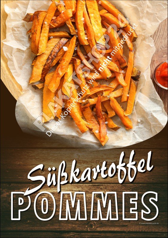 Werbeplakat Süßkartoffel-Pommes für Imbiss/Gastronomie