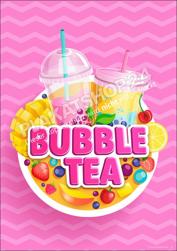 Bubble Tea Werbeplakat – Fruchtiges Design für Gastronomie & Cafés – Wetterfest & UV-Stabil Bubble Tea Werbeplakat – Fruchtiges Design für Gastronomie & Cafés – Wetterfest & UV-Stabil