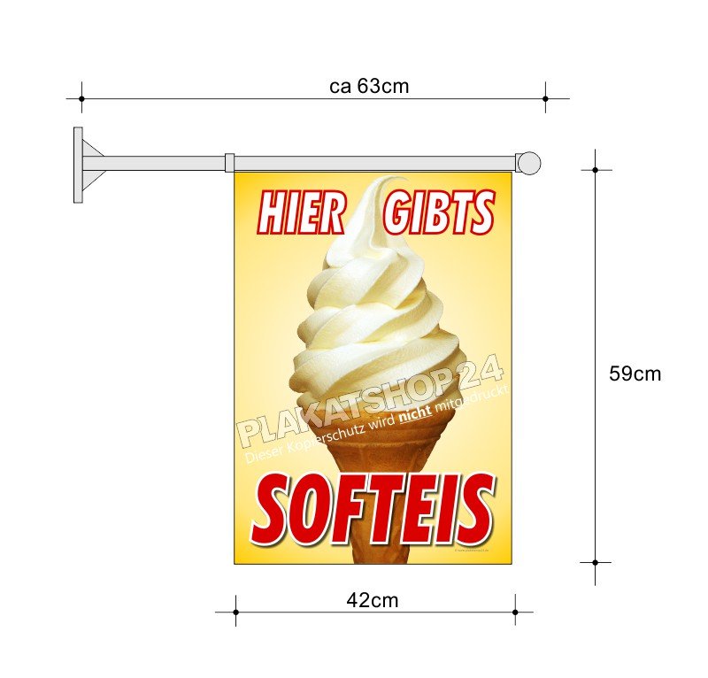 Softeis-Fahne für für Softeis-Werbung