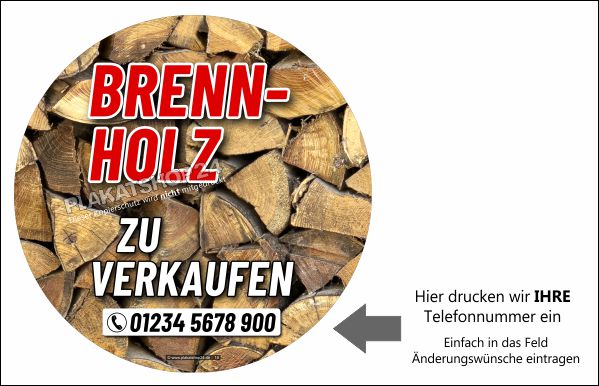 Werbefolie Brennholz / Kaminholz zu verkaufen