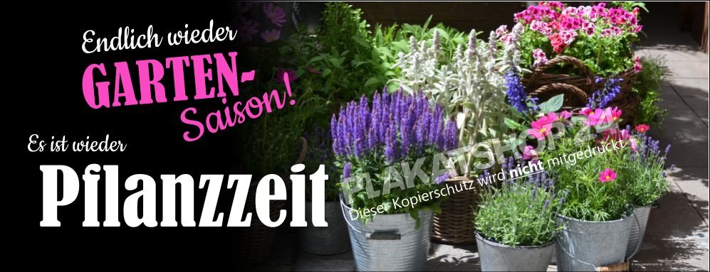 Gärtnereibanner Pflanzzeit / Gartenblumen