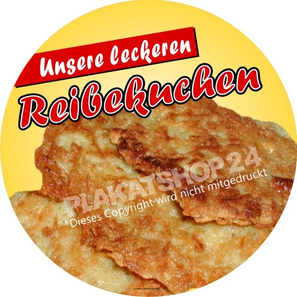 6f727c46aadb4688675f944de486d340 Reibekuchen Aufkleber für Werbung frische Reibekuchen