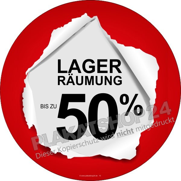 Werbefolie Lagerräumung bis zu 50%