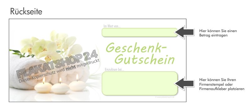 GS217r Geschenkgutschein für Wellness und Spa