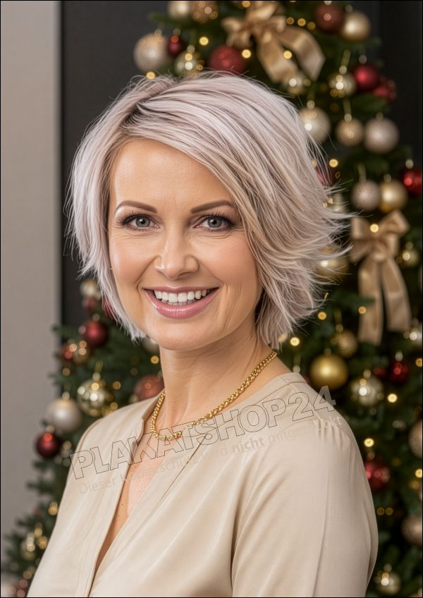 Weihnachtsplakat Friseur Damenmotiv | Werbeposter Weihnachtsdekoration Friseursalon DIN A4–A0