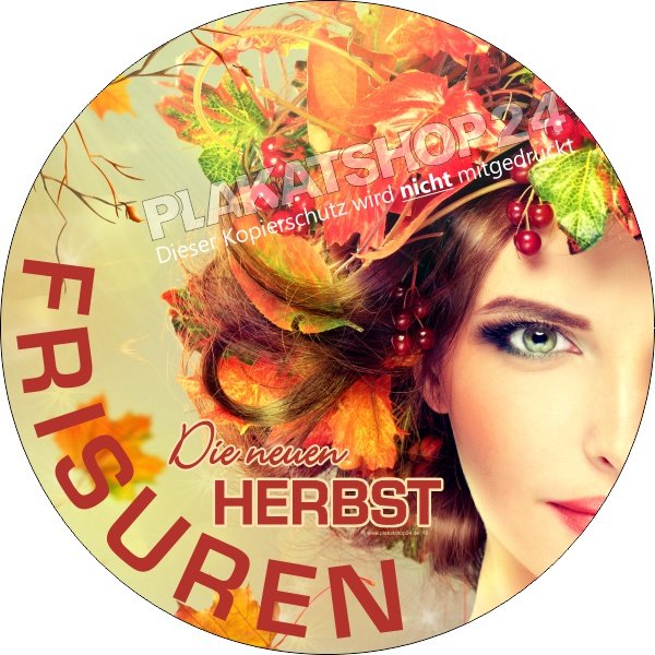 Schaufensteraufkleber Herbstfrisur Damen Frau mit Blätterkranz