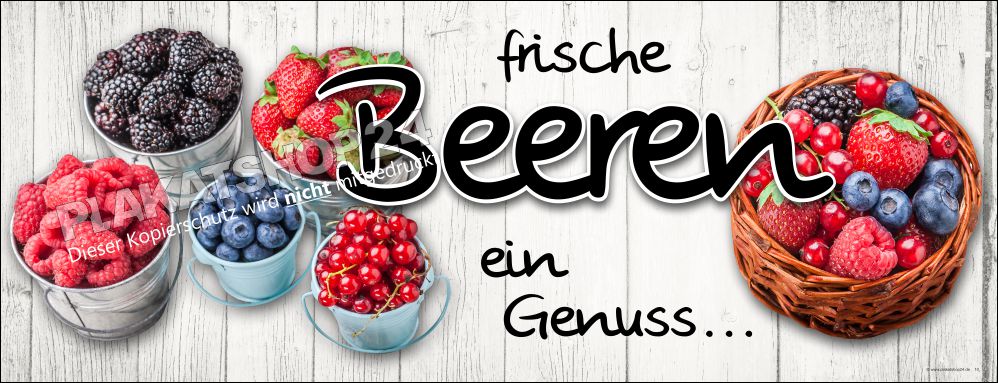 Werbeplane mit Werbung für frische Beeren