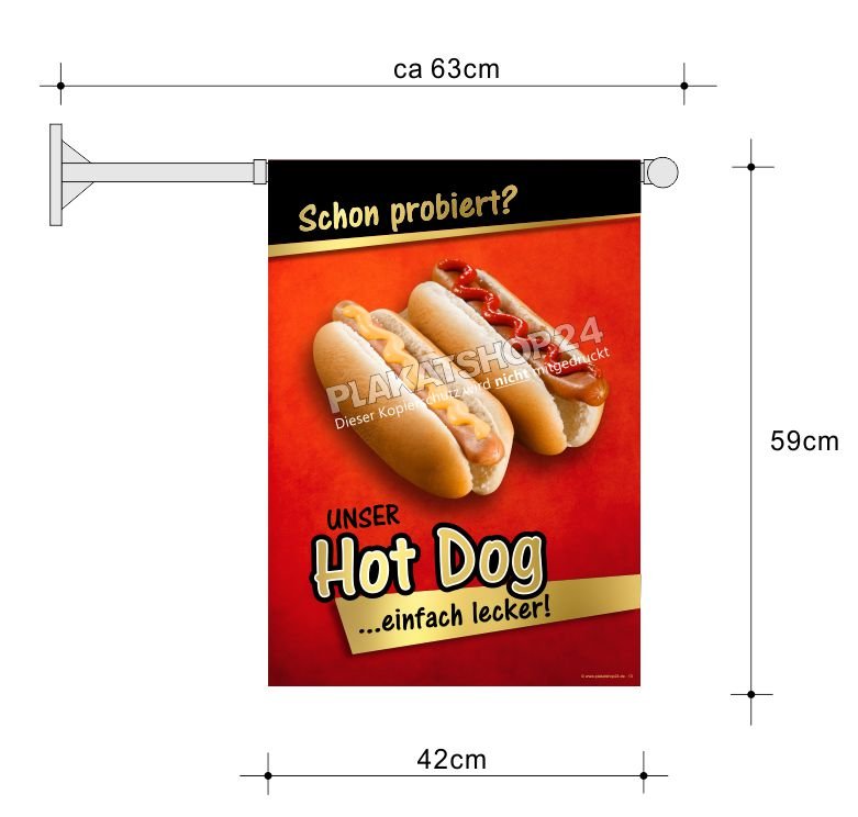 fahne-hot-dog Hot-Dog-Werbefahne wetterfest