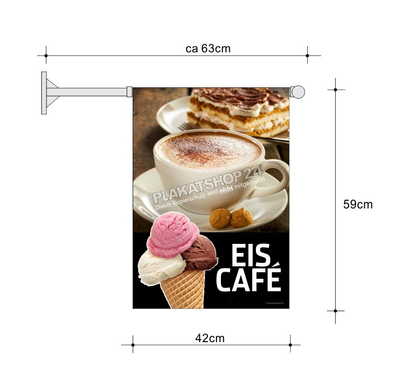Werbefahne A2 für Eisverkauf und Cafébetrieb
