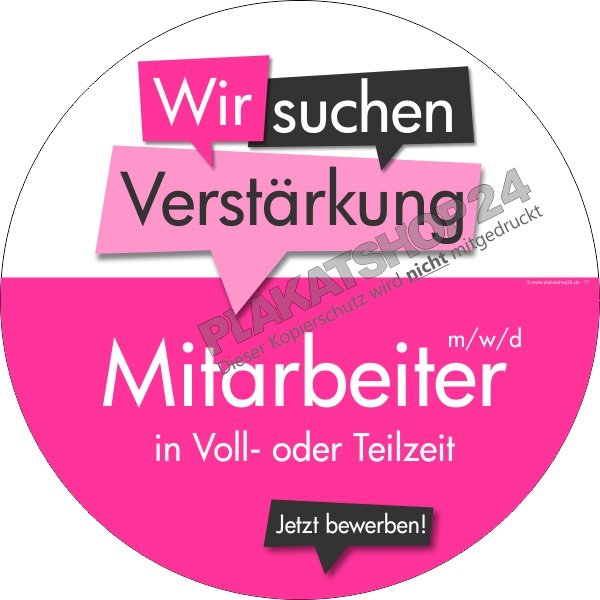 Aufkleber Verstärkung/Mitarbeiter gesucht