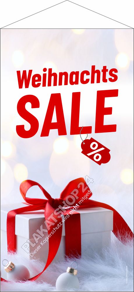 Stoffbanner Sale Weihnachten mit Geschenkmotiv