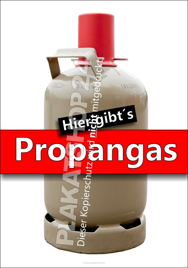 Werbeplakat für Propangas-Flaschen