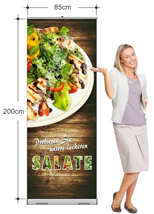 rollupbanner-frische-salate Gastro-Rollupdisplay mit Werbung für frische Salate