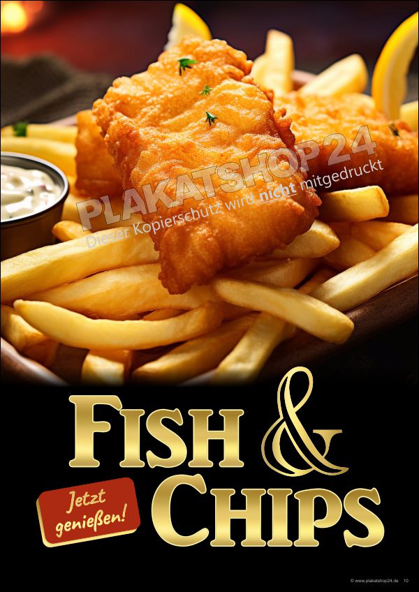 Gastronomie-Werbeplakat Fish & Chips | PVC-Plane oder Klebefolie | In 7 Größen Gastronomie-Werbeplakat Fish & Chips | PVC-Plane oder Klebefolie | In 7 Größen