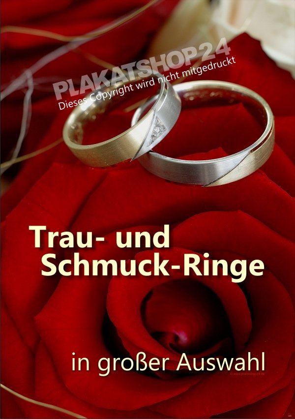 Werbeplakat für Trauringe und Schmuckringe