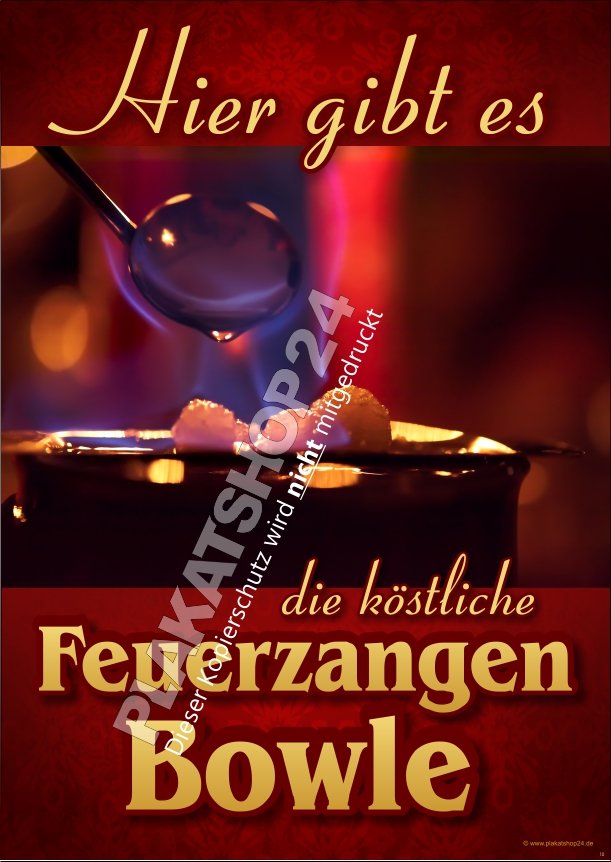 Feuerzangen-Bowle Werbeplakat für Heißgetränk