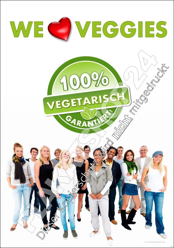 Werbeplakat für vegetarische Speisen und Getränke
