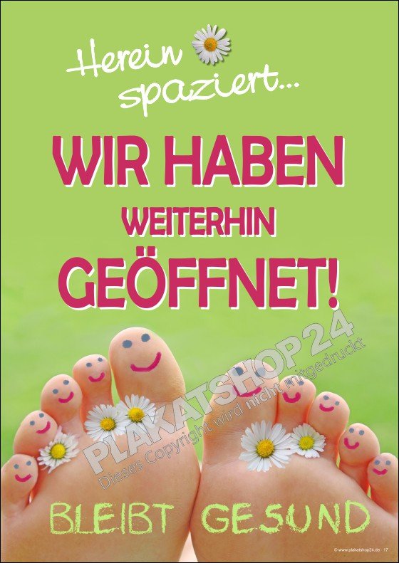 Coronaplakat weiterhin geöffnet