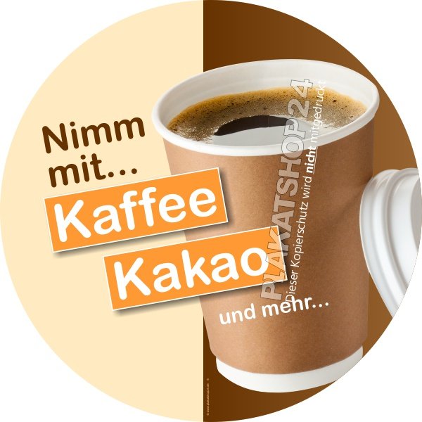 Schaufensteraufkleber für Werbung Kaffee und Kakao zum Mitnehmen