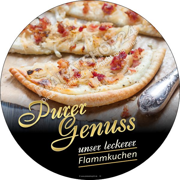 Aufkleber für Flammkuchen Werbung