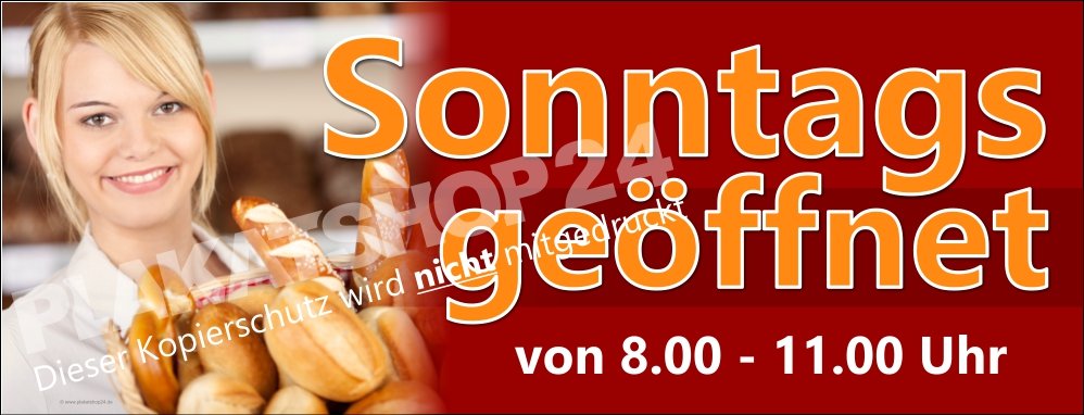 01fb8d95226fe62977a33372c1e3b485 Werbebanner Sonntags geöffnet für Backshop und Bäckerei