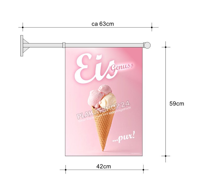 Stockfahne_Erdbeereis Stockfahne A2 für den puren Eisgenuss